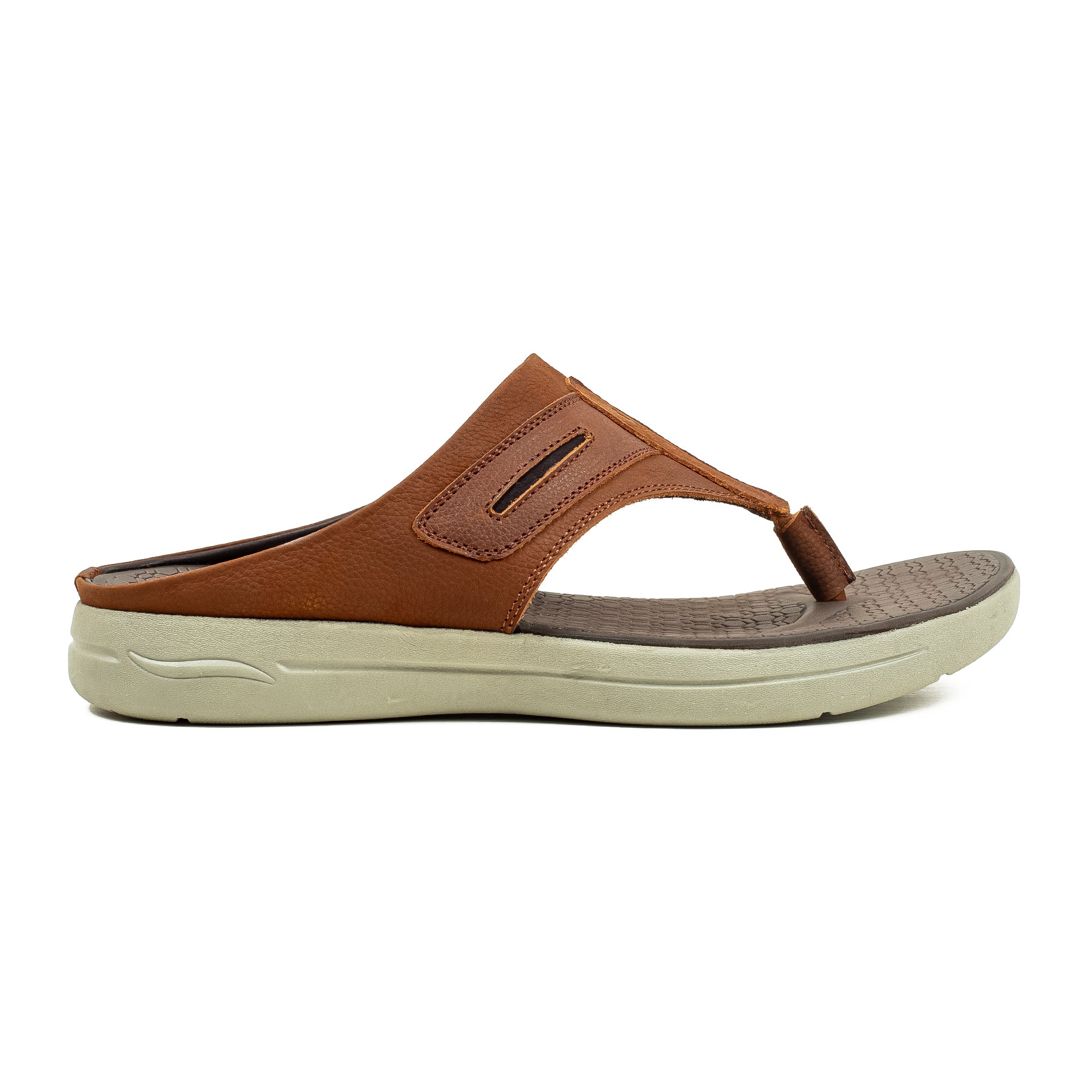 Men's Brown Nubuck Leather Toe-Post Sandals | Vibrant® Summer Sandals with Phylon Outsole and Cushioned Insole - Vibrantbd.com