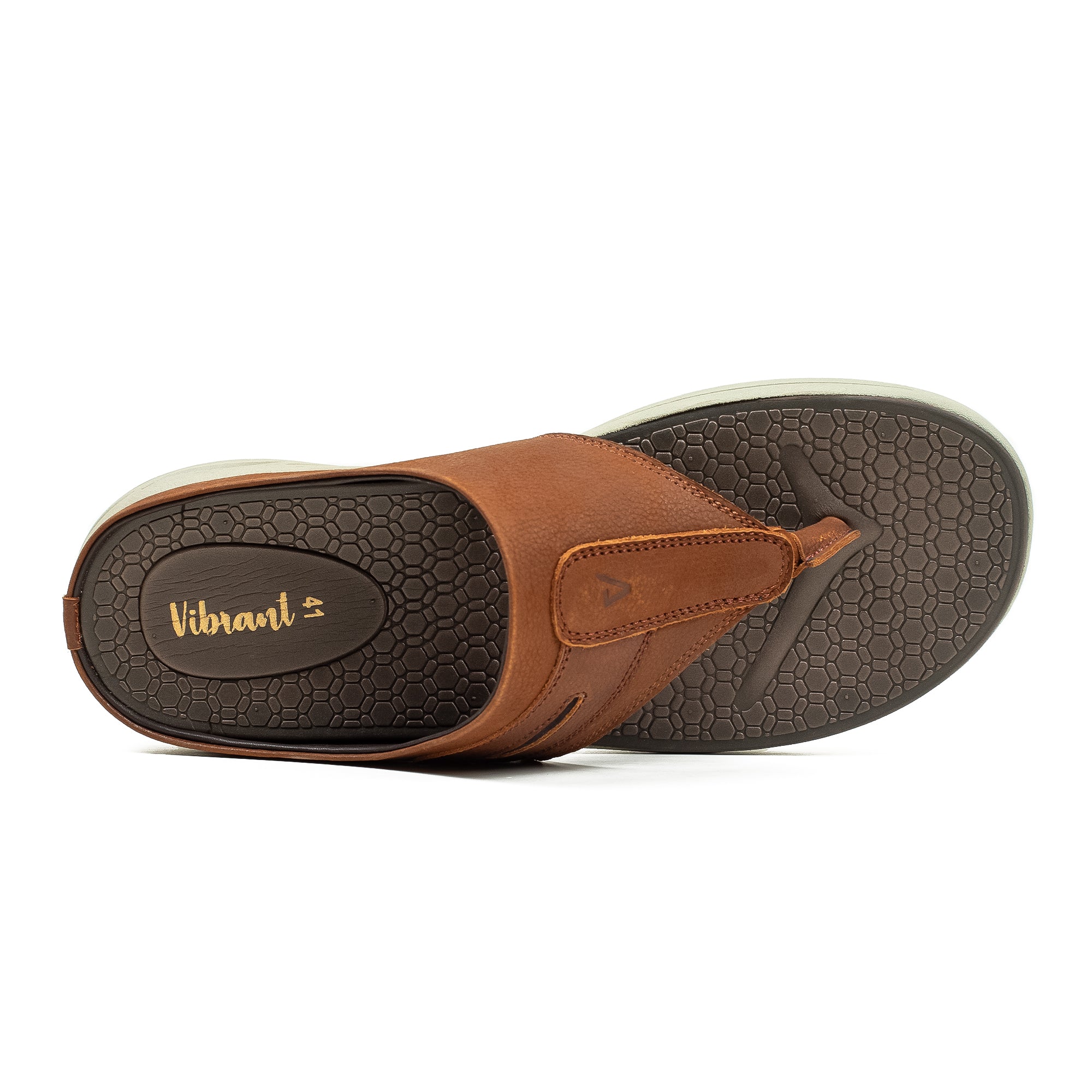 Men's Brown Nubuck Leather Toe-Post Sandals | Vibrant® Summer Sandals with Phylon Outsole and Cushioned Insole - Vibrantbd.com