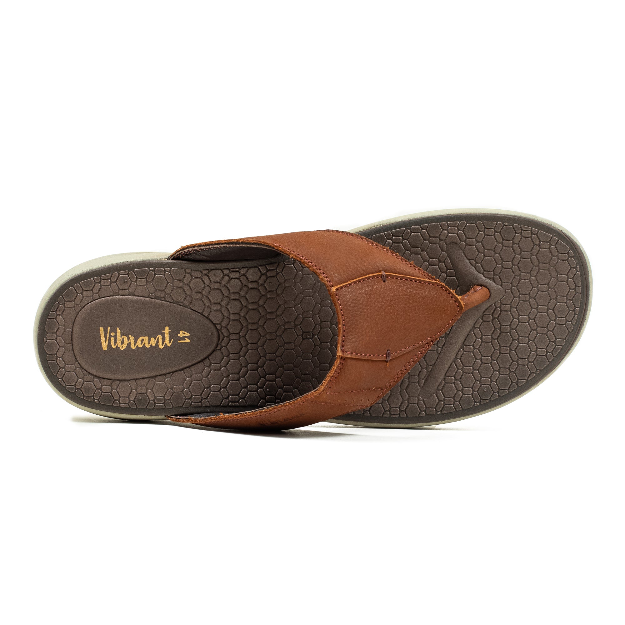 Men's Brown Nubuck Leather Toe-Post Sandals | Vibrant® Summer Sandals with Phylon Outsole and Cushioned Insole - Vibrantbd.com