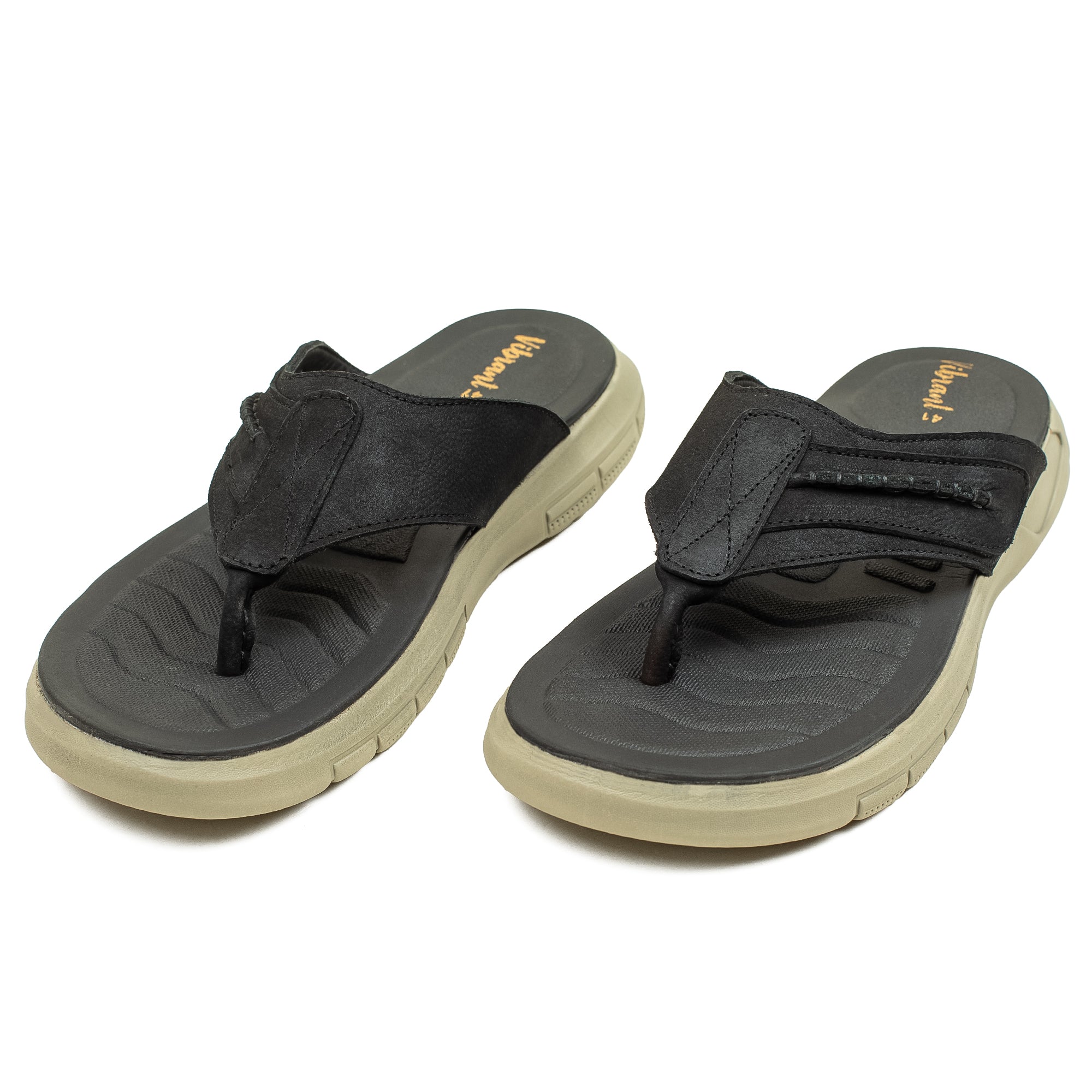 Vibrant Men's  Nubuck Leather Toe-Post Sandal – Lightweight Phylon Sole & Cushioned Insole for Maximum Comfort & Style