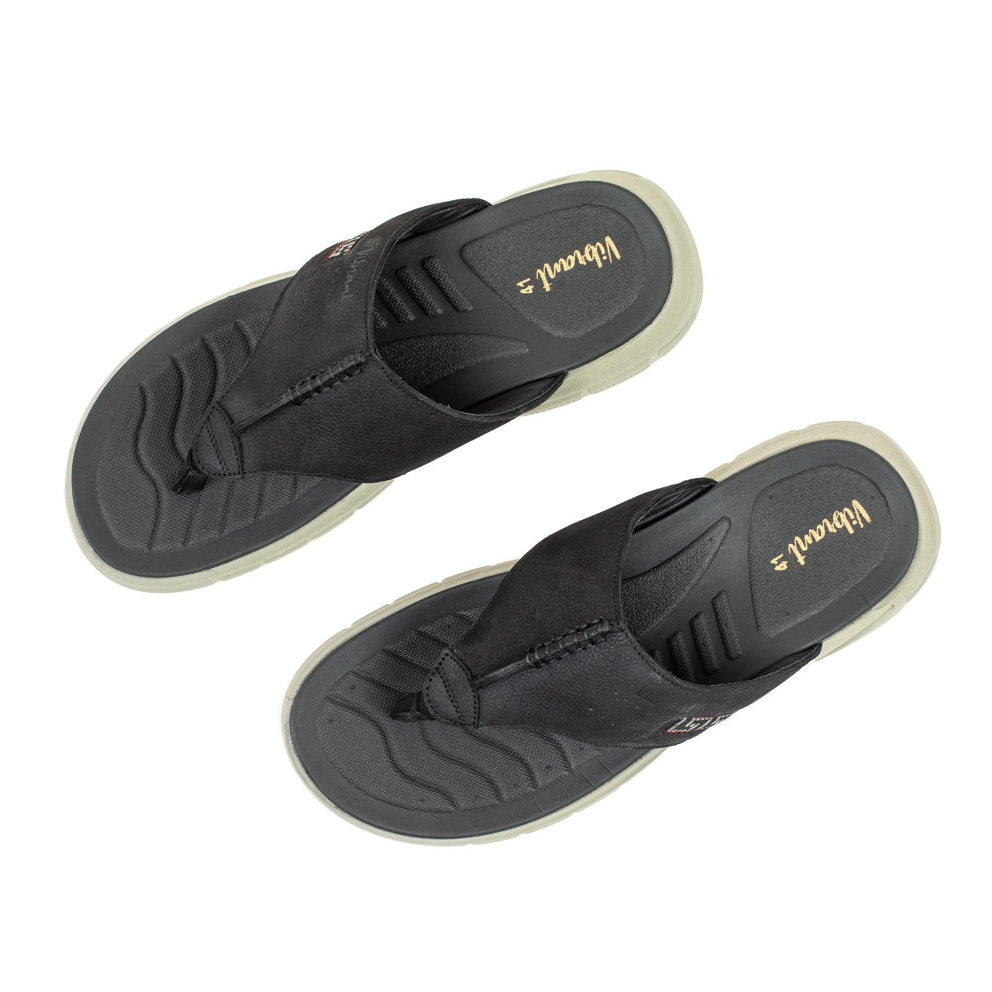 Men's Black Nubuck Leather Toe-Post Sandals | Vibrant® Summer Sandals with Phylon Outsole and Cushioned Insole - Vibrantbd.com