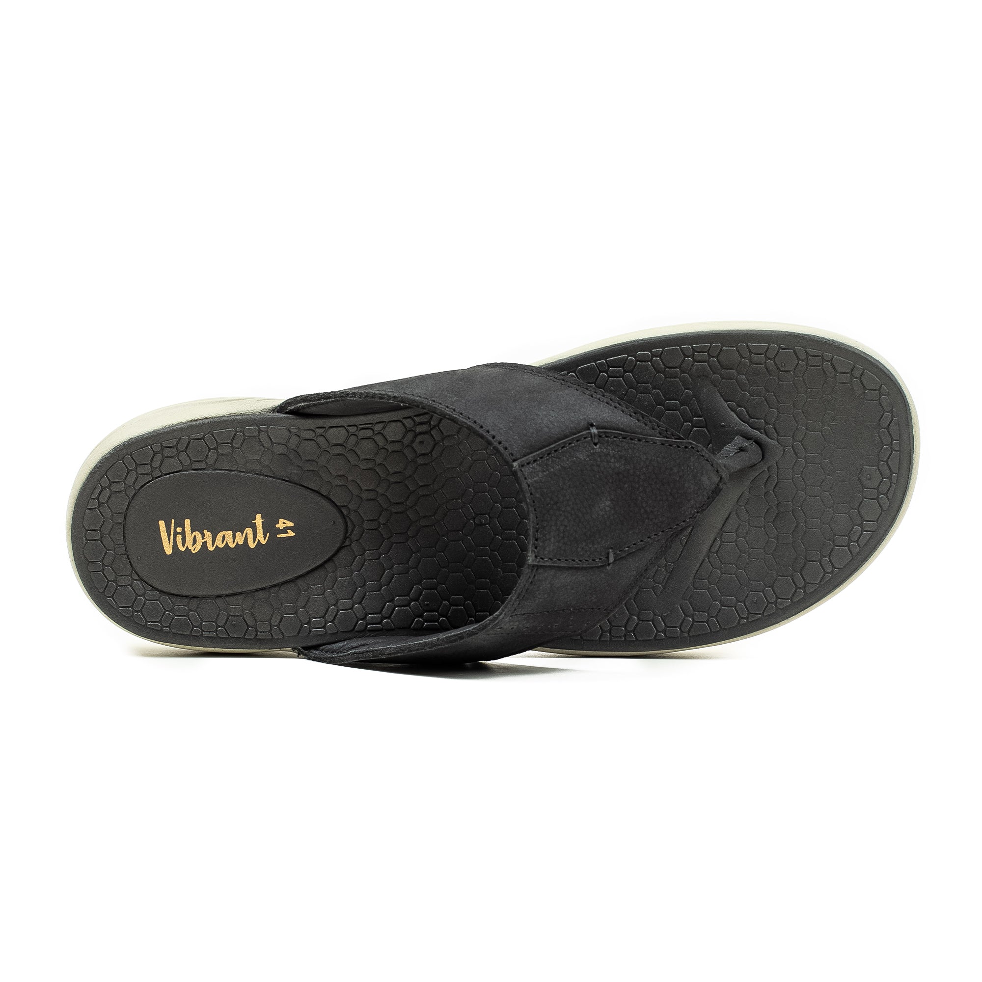 Men's Black Nubuck Leather Toe-Post Sandals | Vibrant® Summer Sandals with Phylon Outsole and Cushioned Insole - Vibrantbd.com