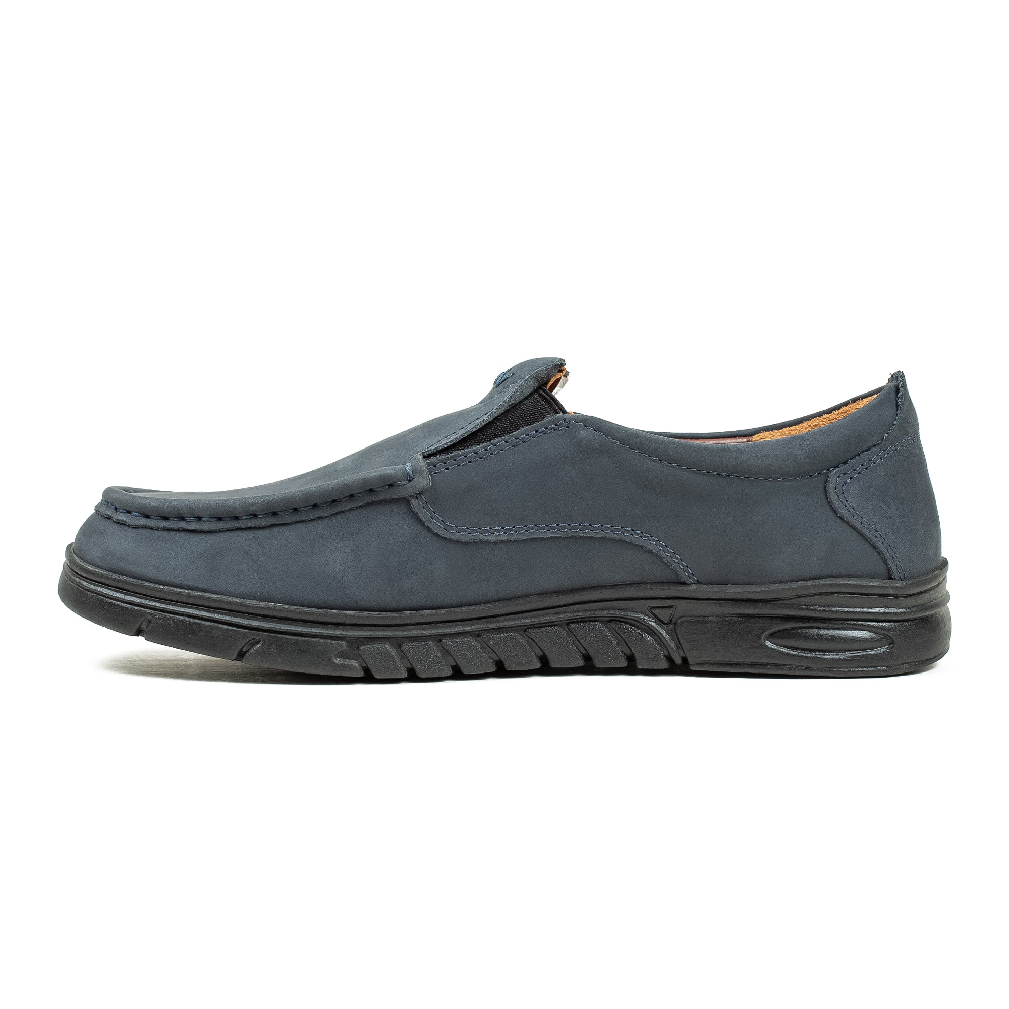 Men's Navy Nubuck Leather Slip-On Shoes | Vibrant® Comfort with TPR Outsole and Cushioned Insole - Vibrantbd.com