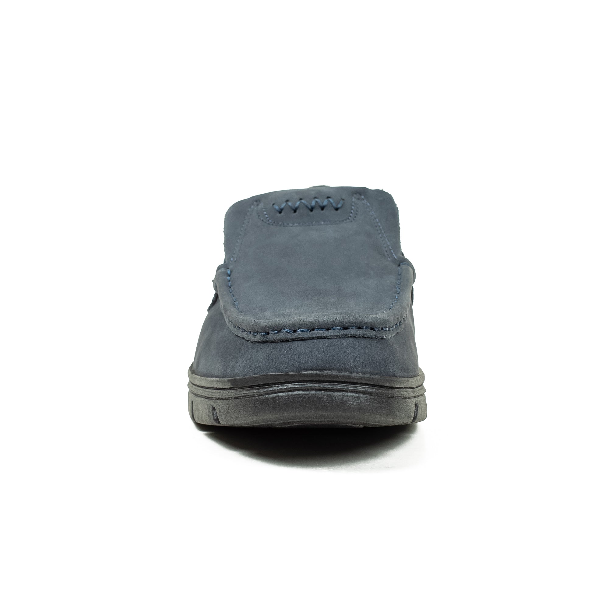 Men's Navy Nubuck Leather Slip-On Shoes | Vibrant® Comfort with TPR Outsole and Cushioned Insole - Vibrantbd.com