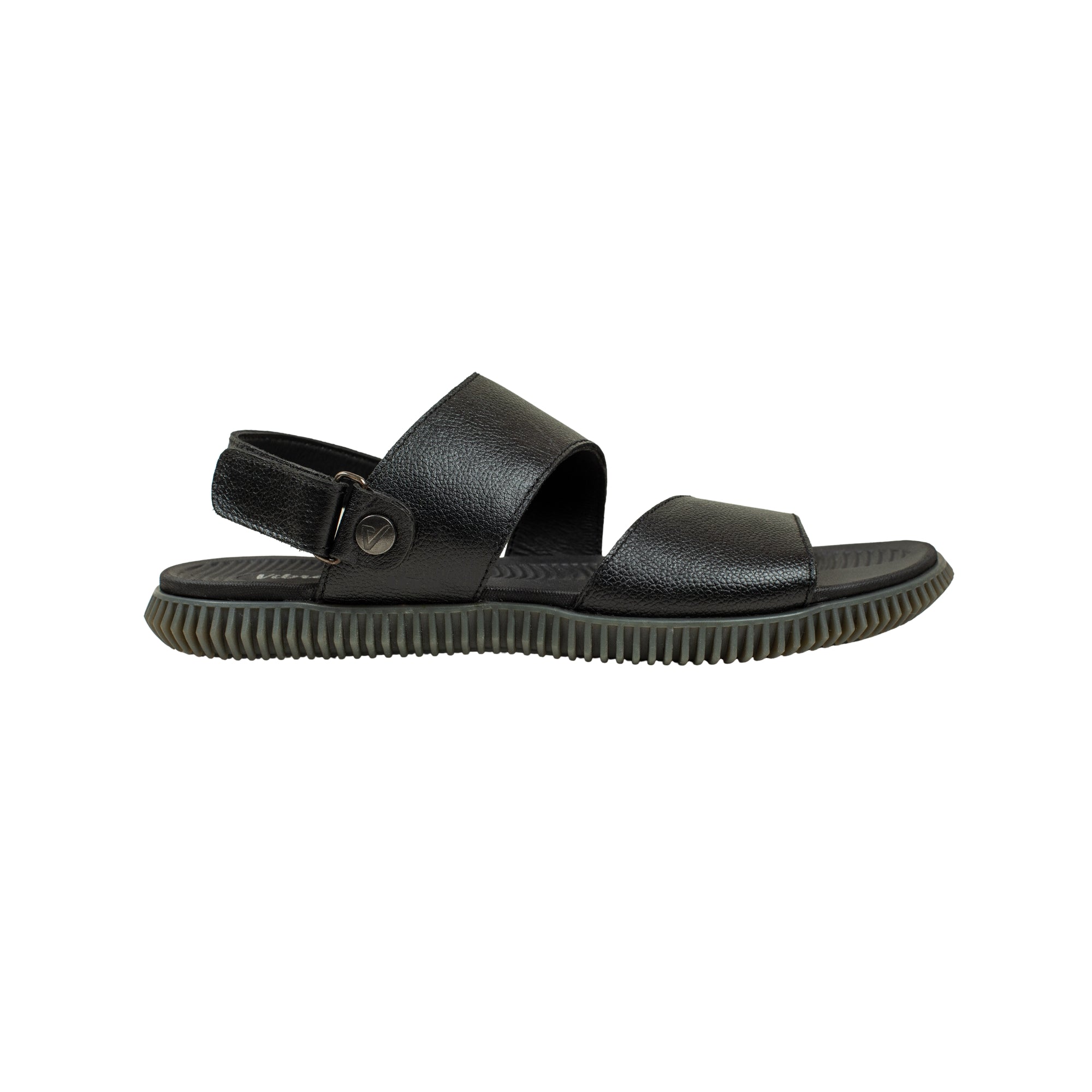 Vibrant Men's Black Leather Toe-Post Sandal – Stylish & Comfortable Casual Wear