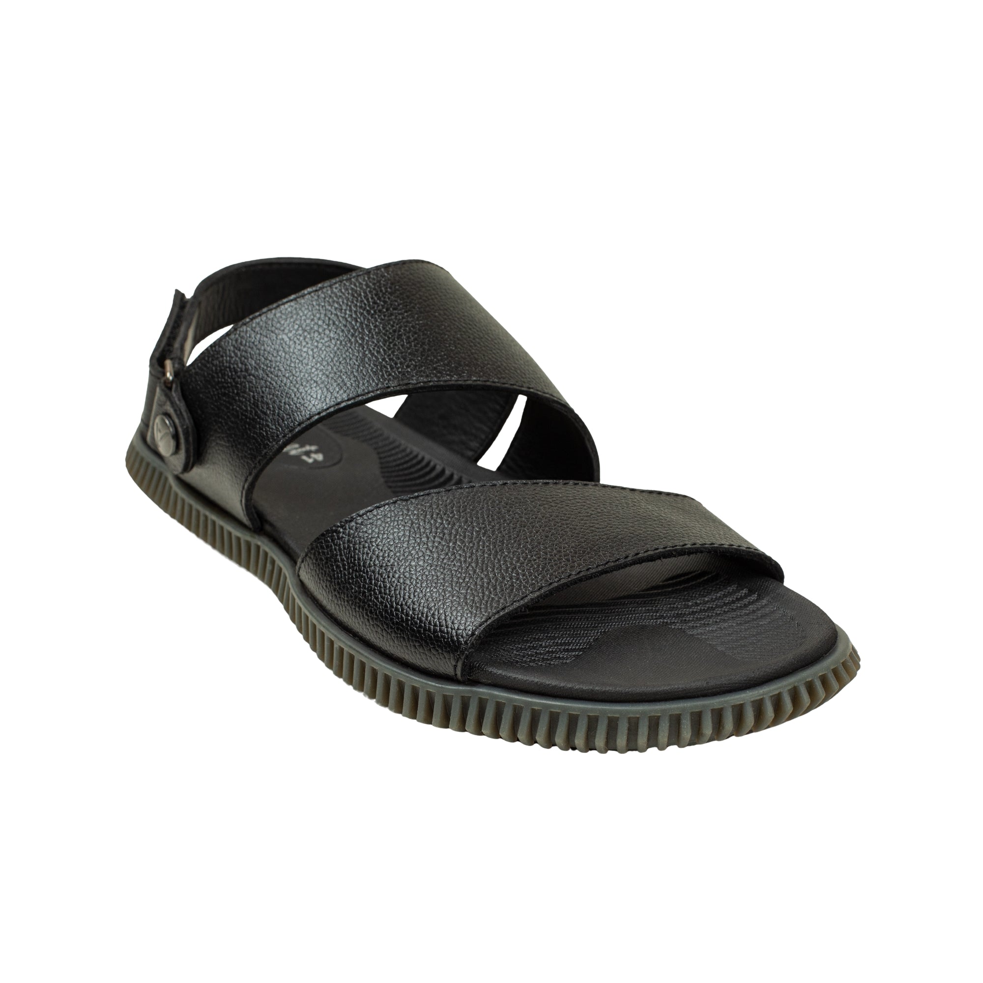 Vibrant Men's Black Leather Toe-Post Sandal – Stylish & Comfortable Casual Wear