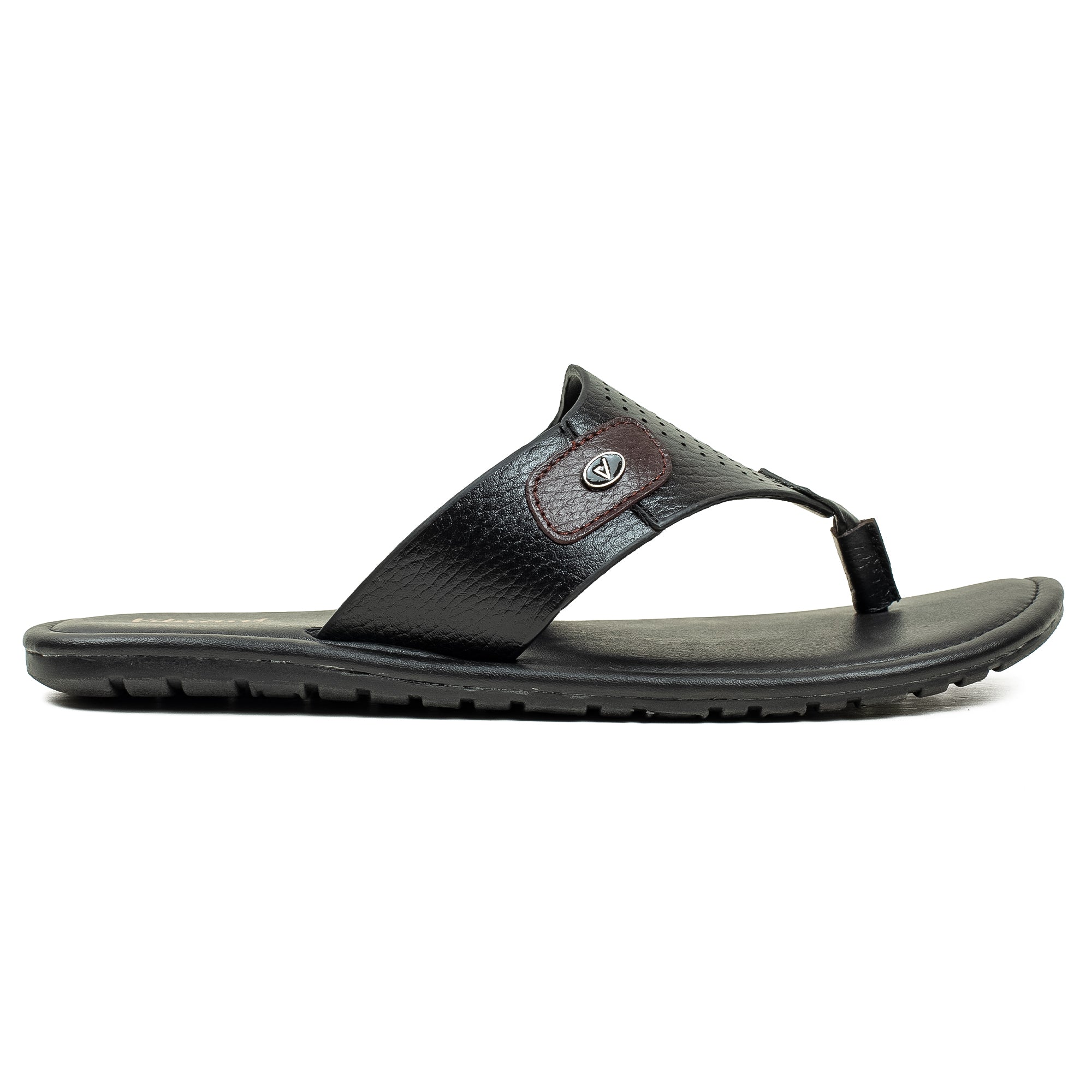 Vibrant Men's Black Leather Toe-Post Sandal – Stylish & Comfortable Casual Wear - Vibrantbd.com