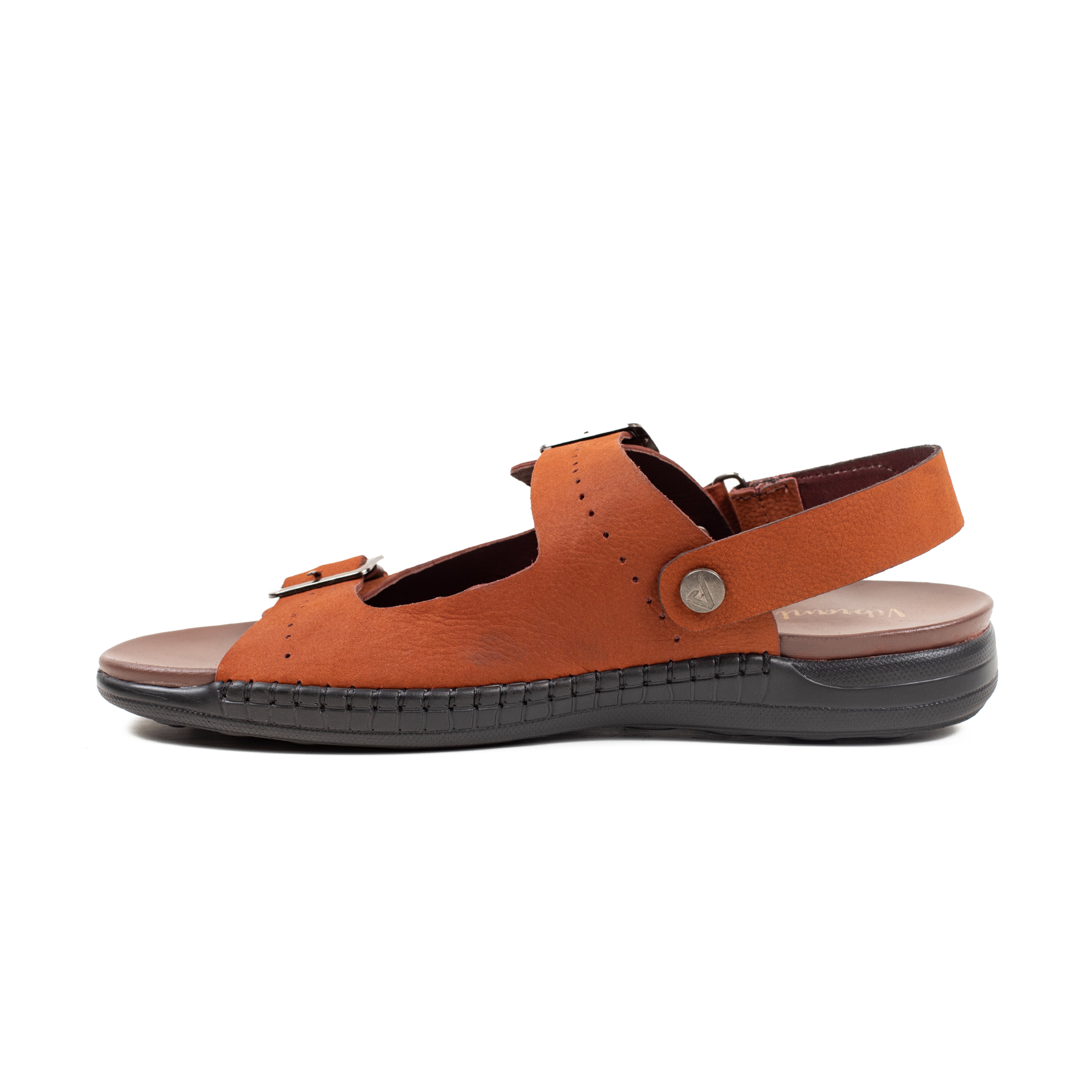 Men's Nubuck Leather Brown Sandals | Vibrant® Adjustable Buckle Straps Casual Sandals with Comfort Sole