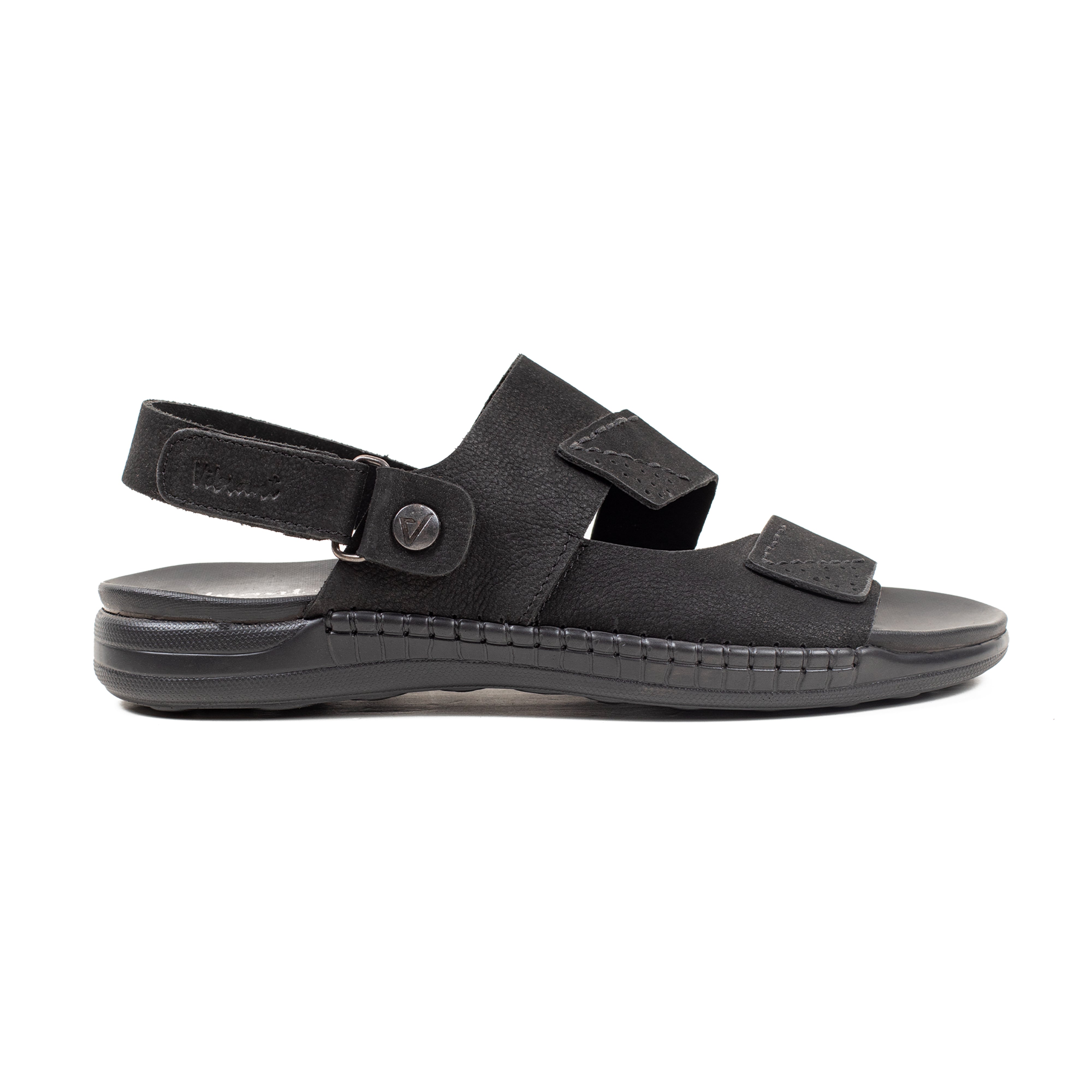 Men's Premium Black Nubac Leather Sandals | Vibrant® Adjustable Casual Slip-On with Comfort Sole - Vibrantbd.com