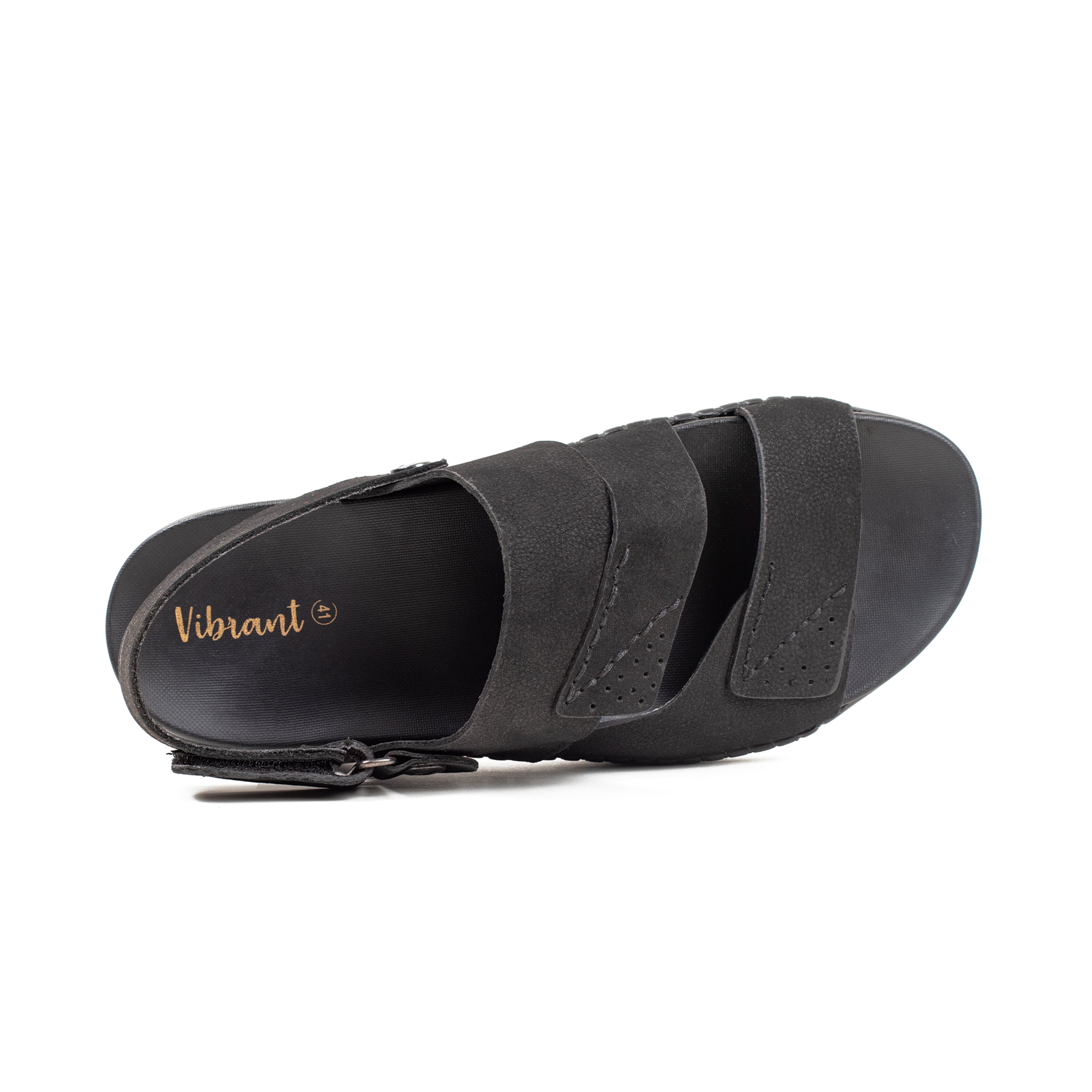 Men's Premium Black Nubac Leather Sandals | Vibrant® Adjustable Casual Slip-On with Comfort Sole - Vibrantbd.com