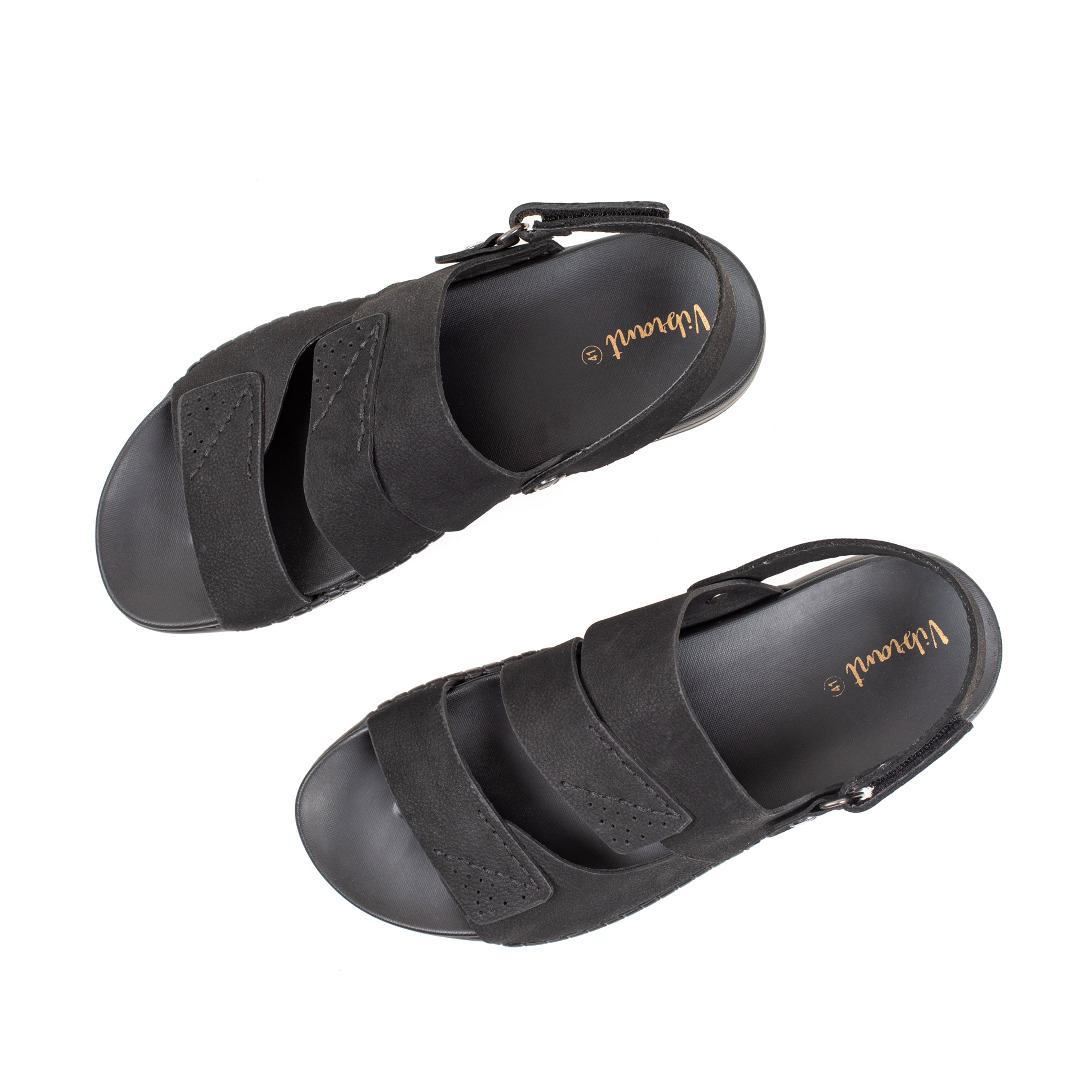 Men's Premium Black Nubac Leather Sandals | Vibrant® Adjustable Casual Slip-On with Comfort Sole - Vibrantbd.com