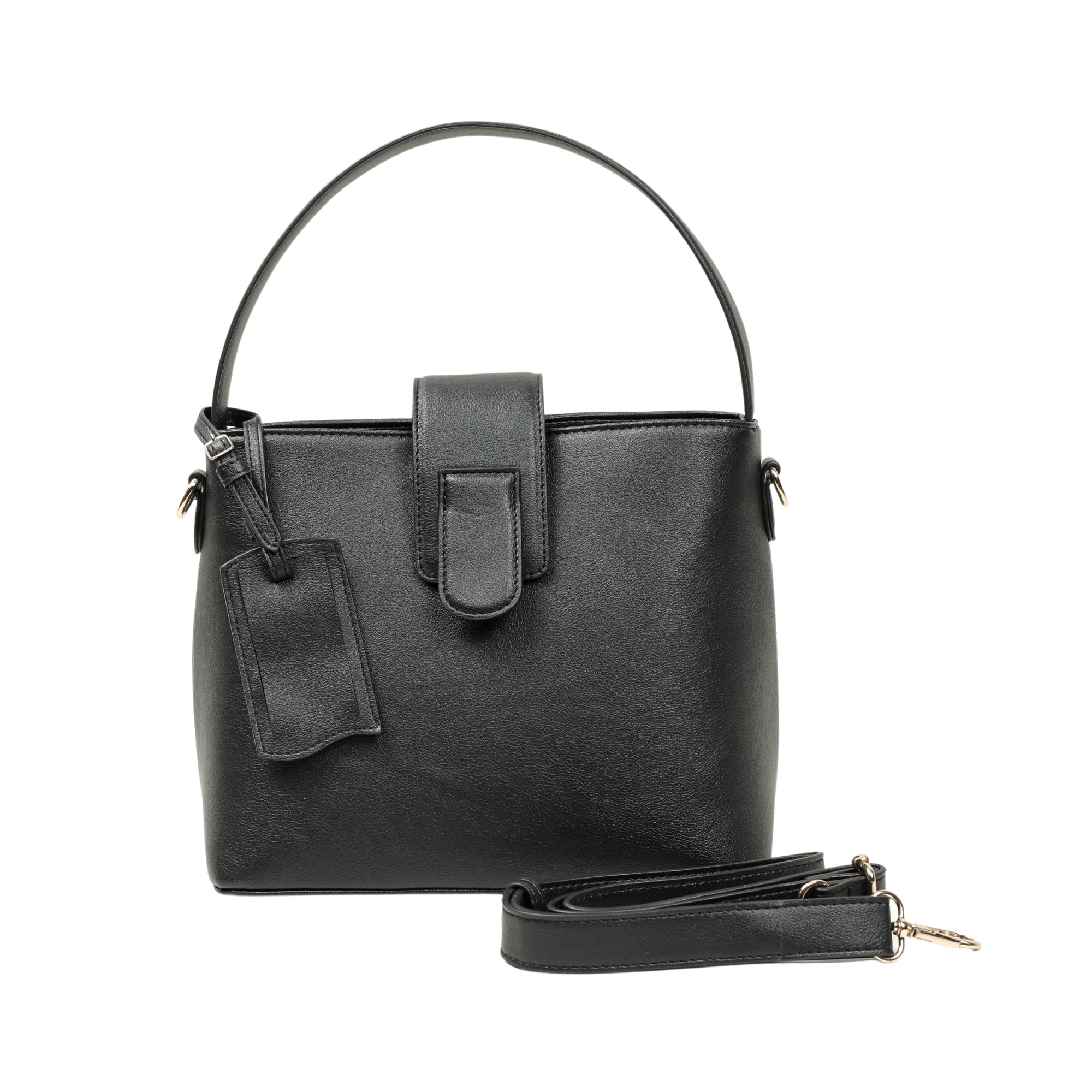 VIBRANT BLACK PU LEATHER  BAG