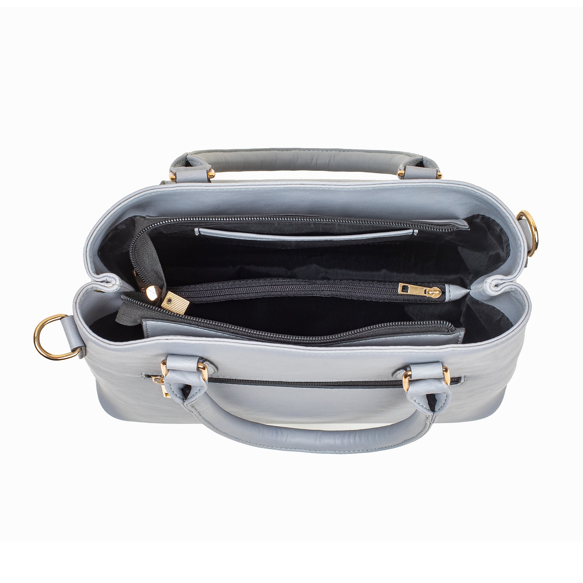 Elegant Ladies PU Leather Handbag in Gray | Vibrant® Multi-Compartment Tote with Flap Pocket - Vibrantbd.com