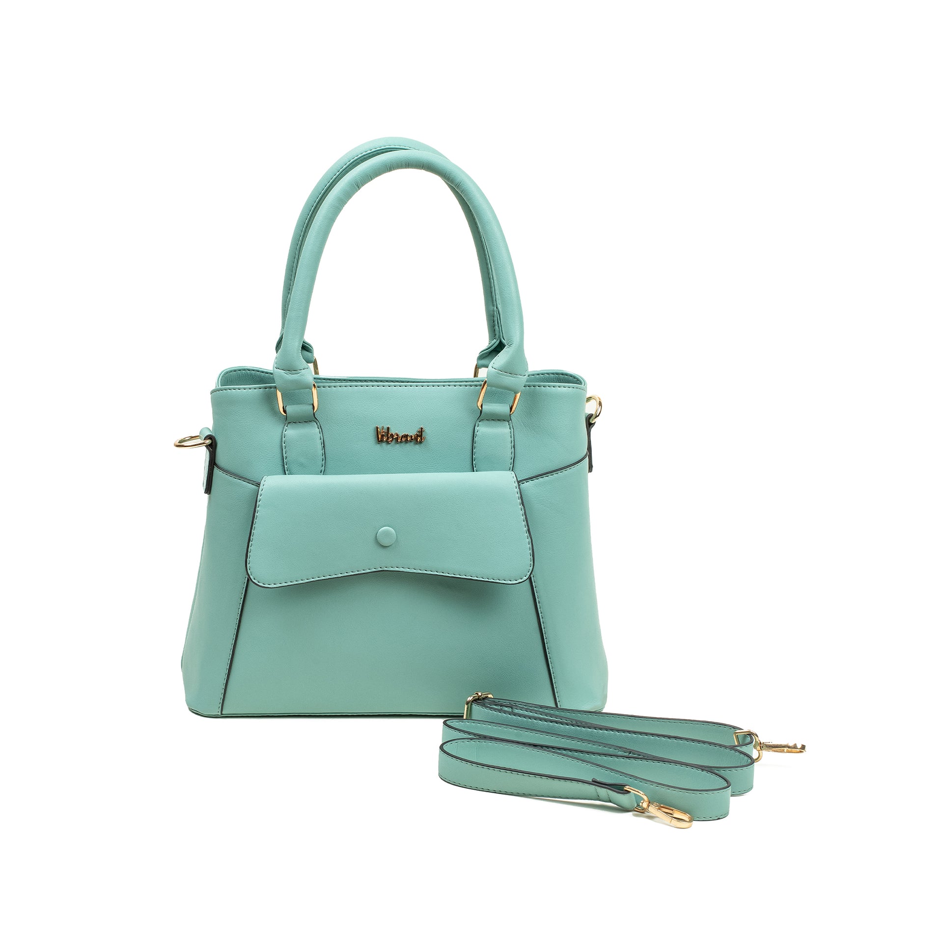Elegant Ladies PU Leather Handbag in Mint Green Vibrant® Multi-Compa