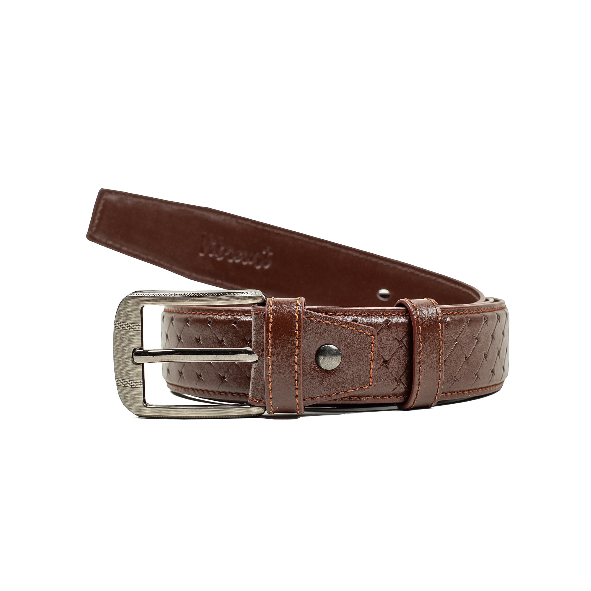 Men's Brown Genuine Leather Belt with Elegant Stitch Design and Durable Metal Buckle - Vibrantbd.com