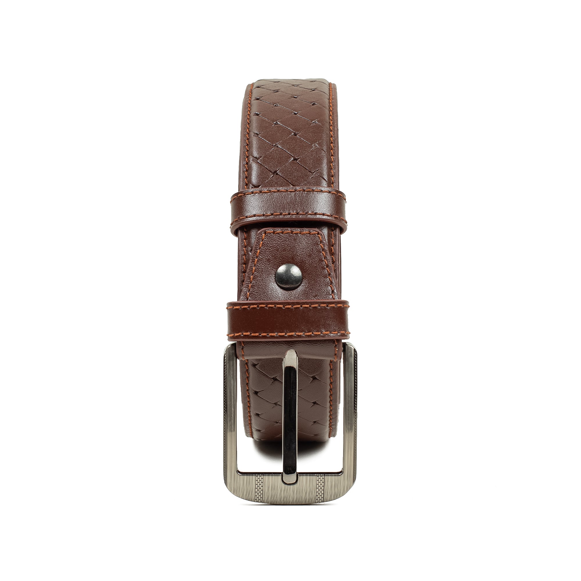 Men's Brown Genuine Leather Belt with Elegant Stitch Design and Durable Metal Buckle - Vibrantbd.com