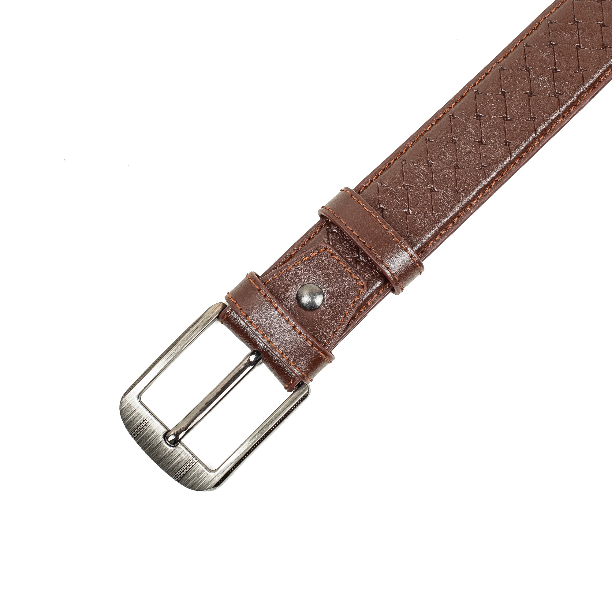 Men's Brown Genuine Leather Belt with Elegant Stitch Design and Durable Metal Buckle - Vibrantbd.com