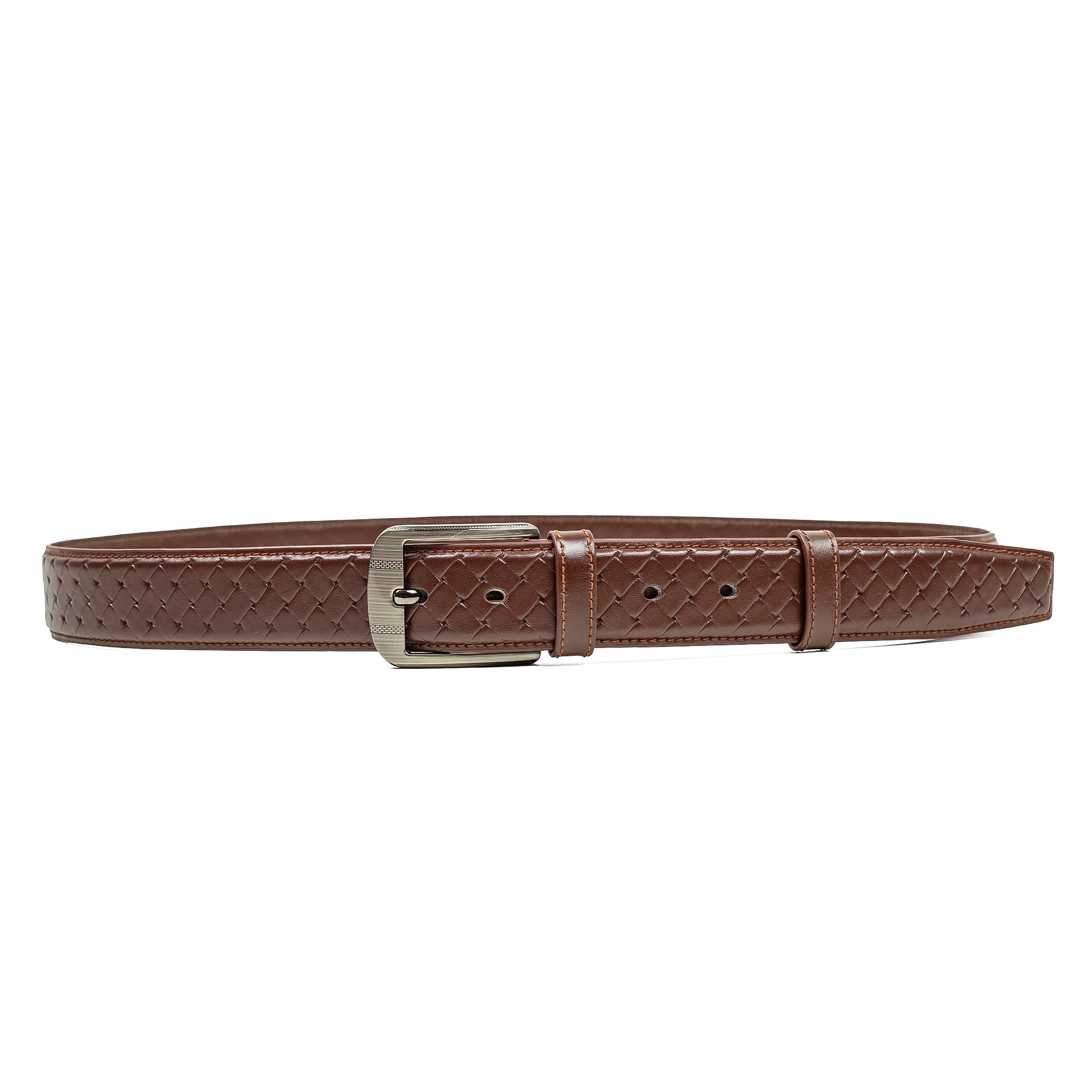 Men's Brown Genuine Leather Belt with Elegant Stitch Design and Durable Metal Buckle - Vibrantbd.com
