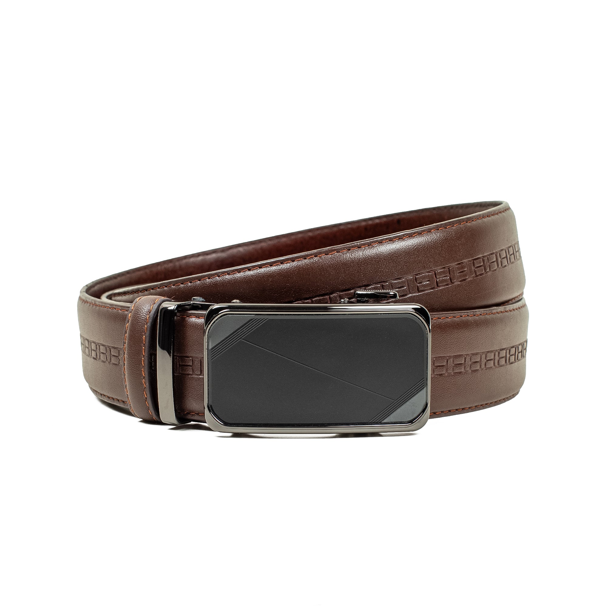 Vibrant Men's Premium Leather Belt – Brown Automatic Gear Buckle Belt for Formal & Casual Wear