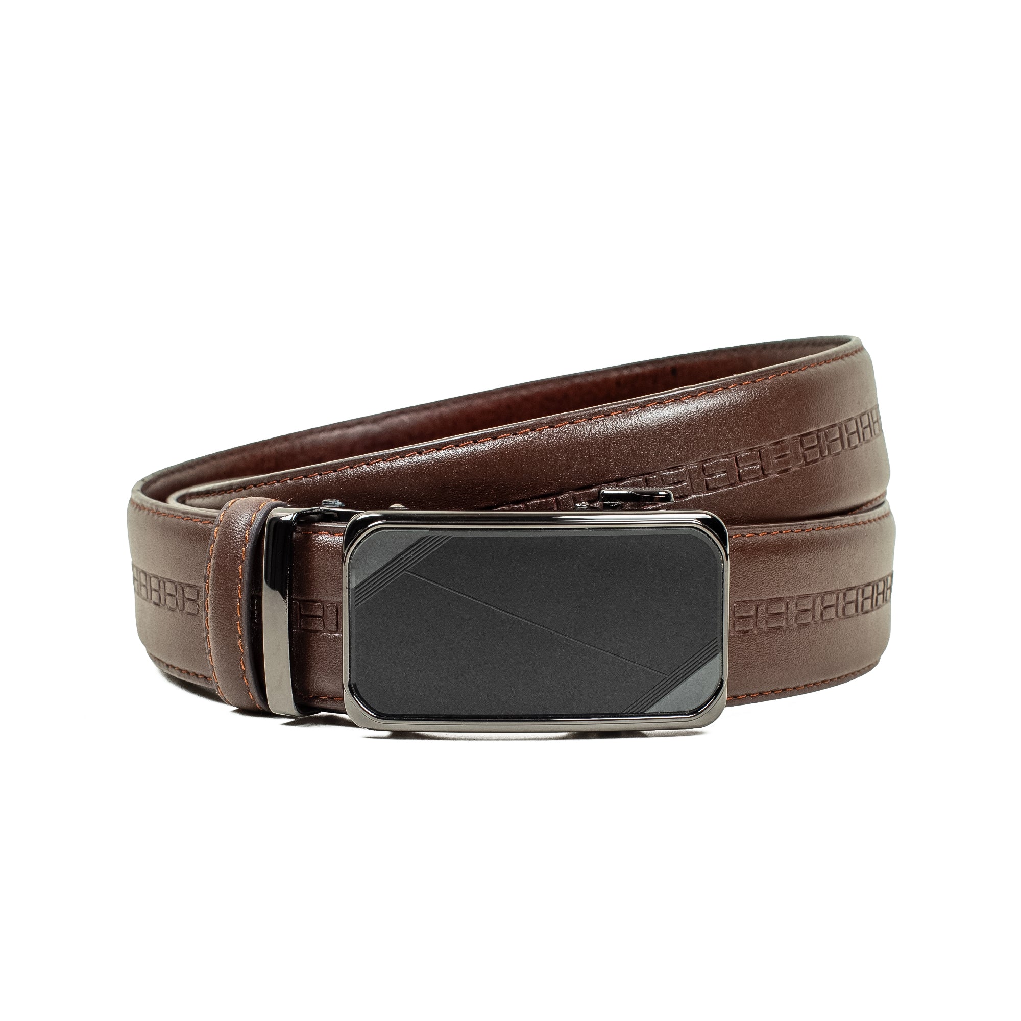 Vibrant Men's Premium Leather Belt – Brown Automatic Gear Buckle Belt for Formal & Casual Wear - Vibrantbd.com