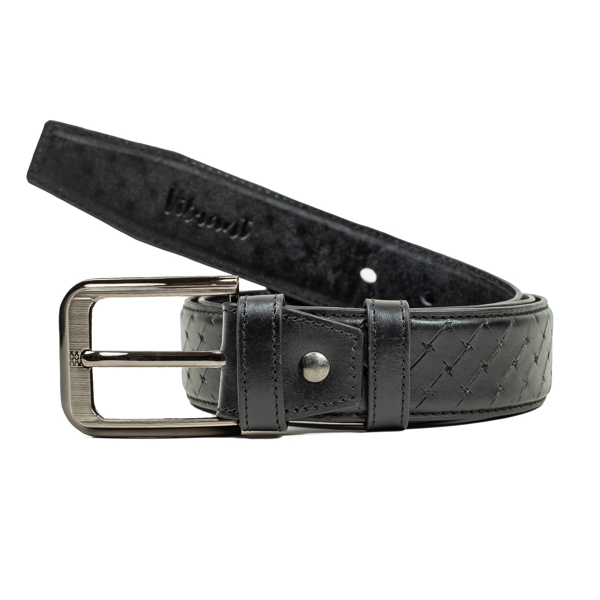 Men's Black Genuine Leather Belt with Elegant Stitch Design and Durable Metal Buckle - Vibrantbd.com