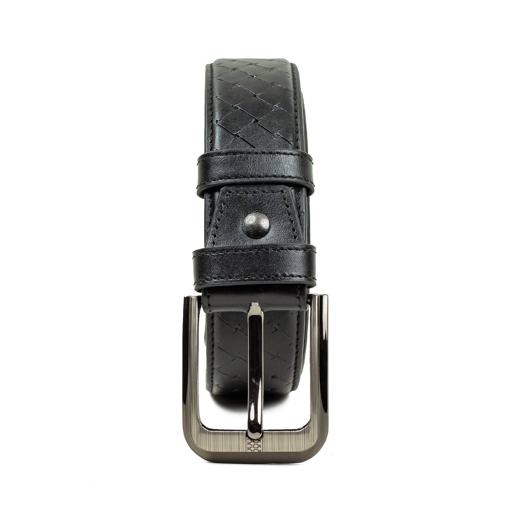 Men's Black Genuine Leather Belt with Elegant Stitch Design and Durable Metal Buckle - Vibrantbd.com