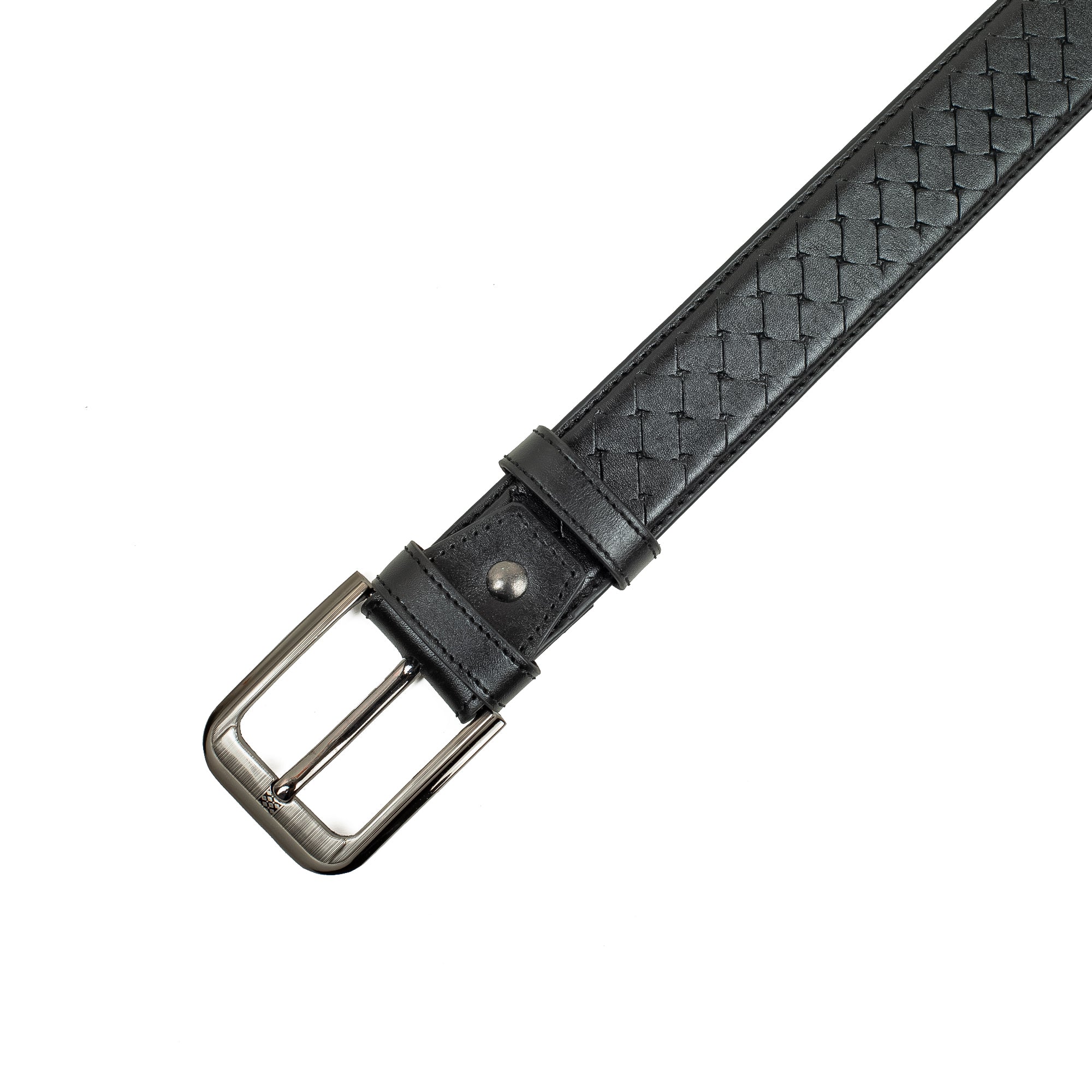 Men's Black Genuine Leather Belt with Elegant Stitch Design and Durable Metal Buckle - Vibrantbd.com