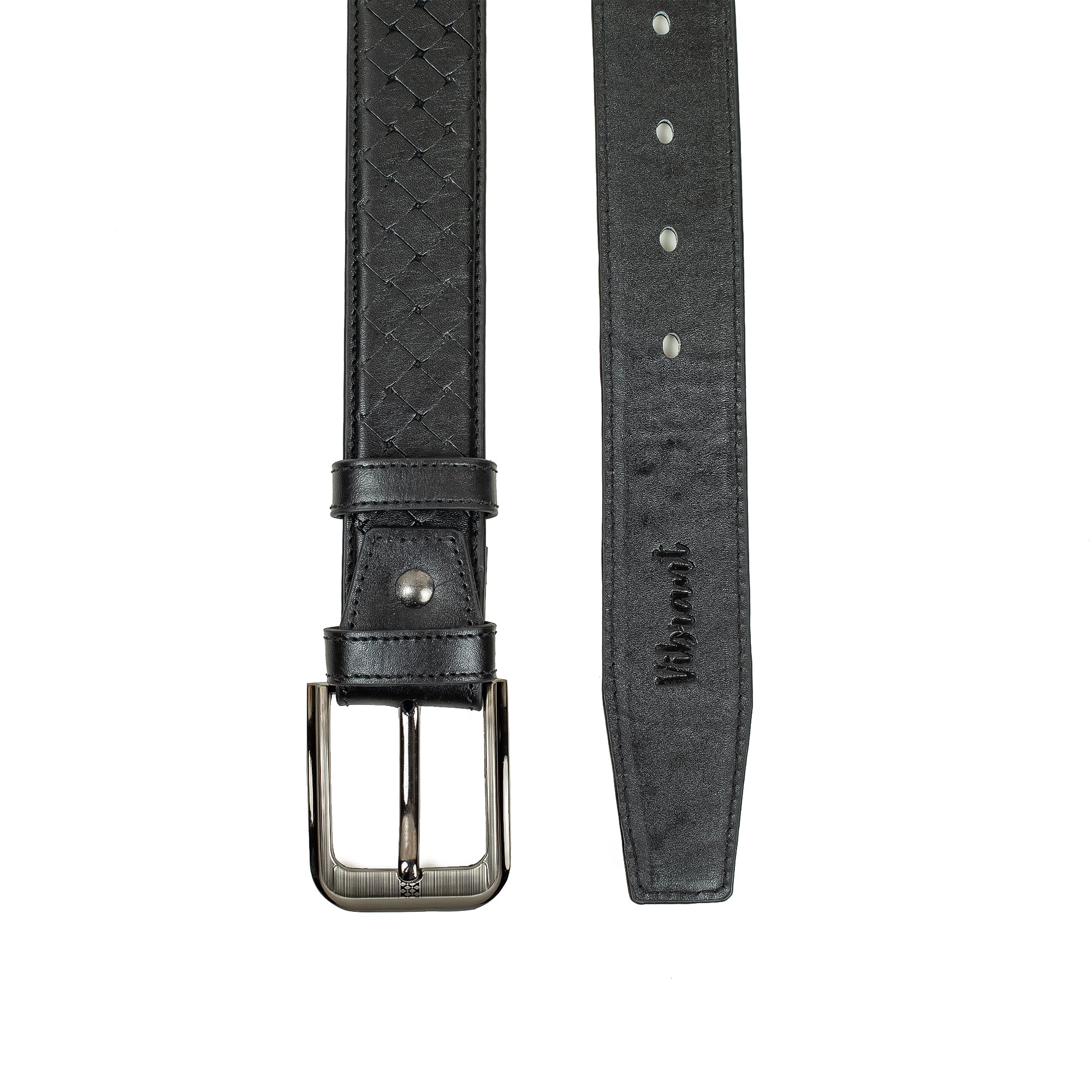 Men's Black Genuine Leather Belt with Elegant Stitch Design and Durable Metal Buckle - Vibrantbd.com