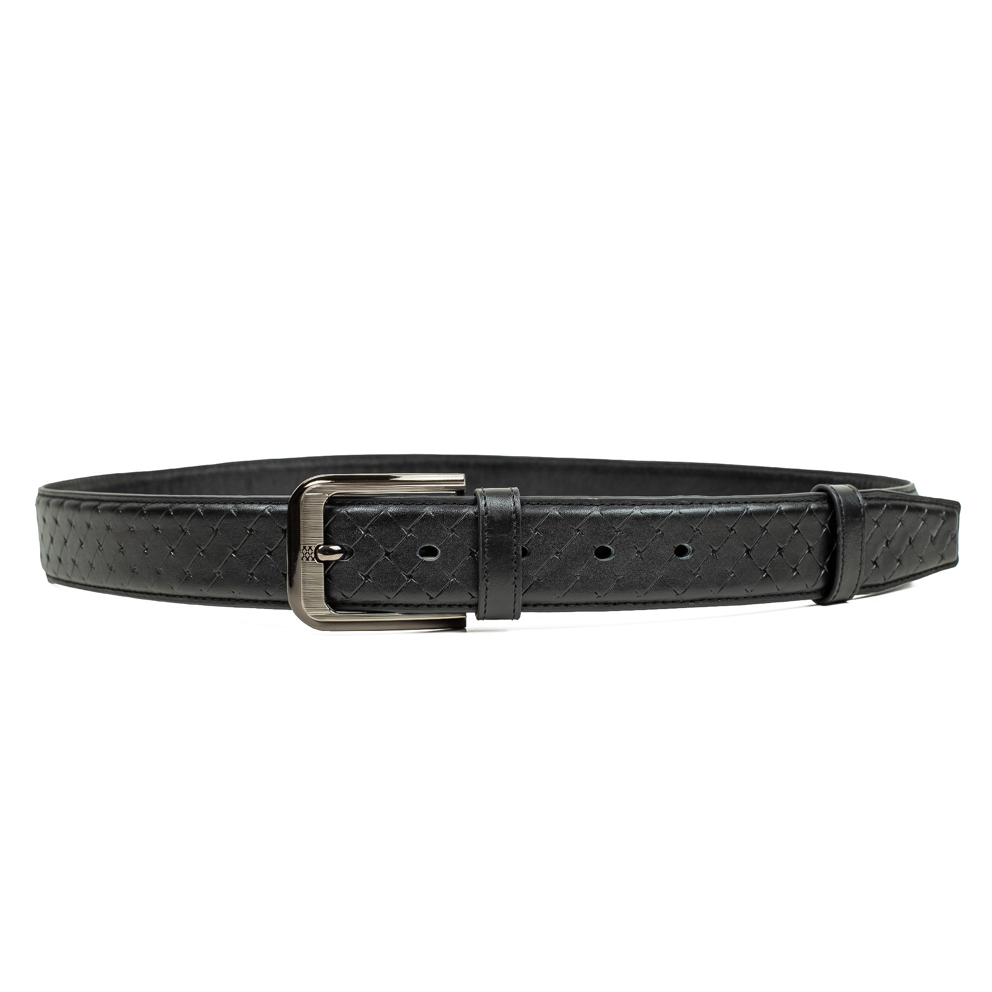 Men's Black Genuine Leather Belt with Elegant Stitch Design and Durable Metal Buckle - Vibrantbd.com
