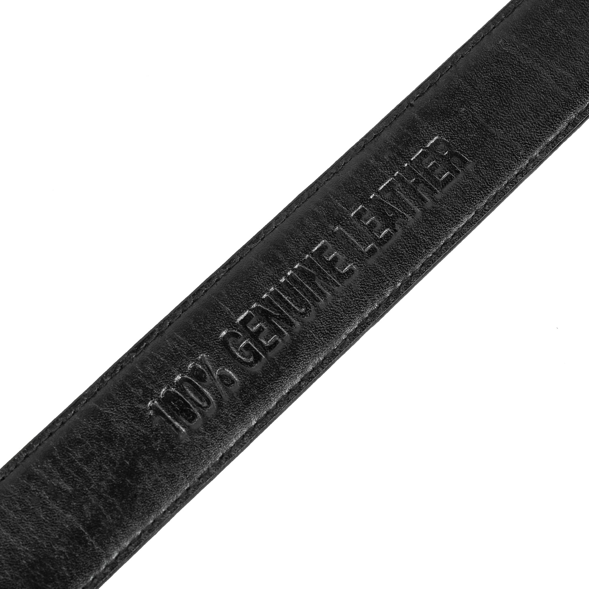 Men's Black Genuine Leather Gear Belt with Automatic Buckle