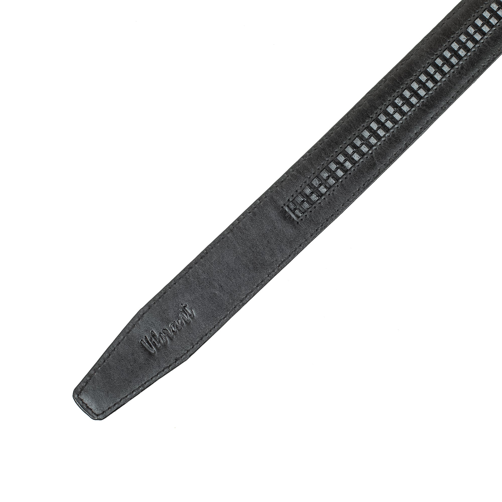 Men's Black Genuine Leather Gear Belt with Automatic Buckle