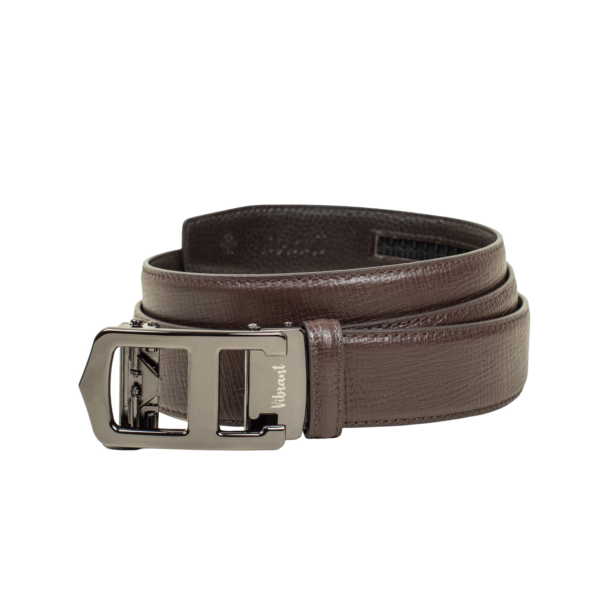 VIBRANT MEN'S COFFEE PRINTED LEATHER  GEAR BELT