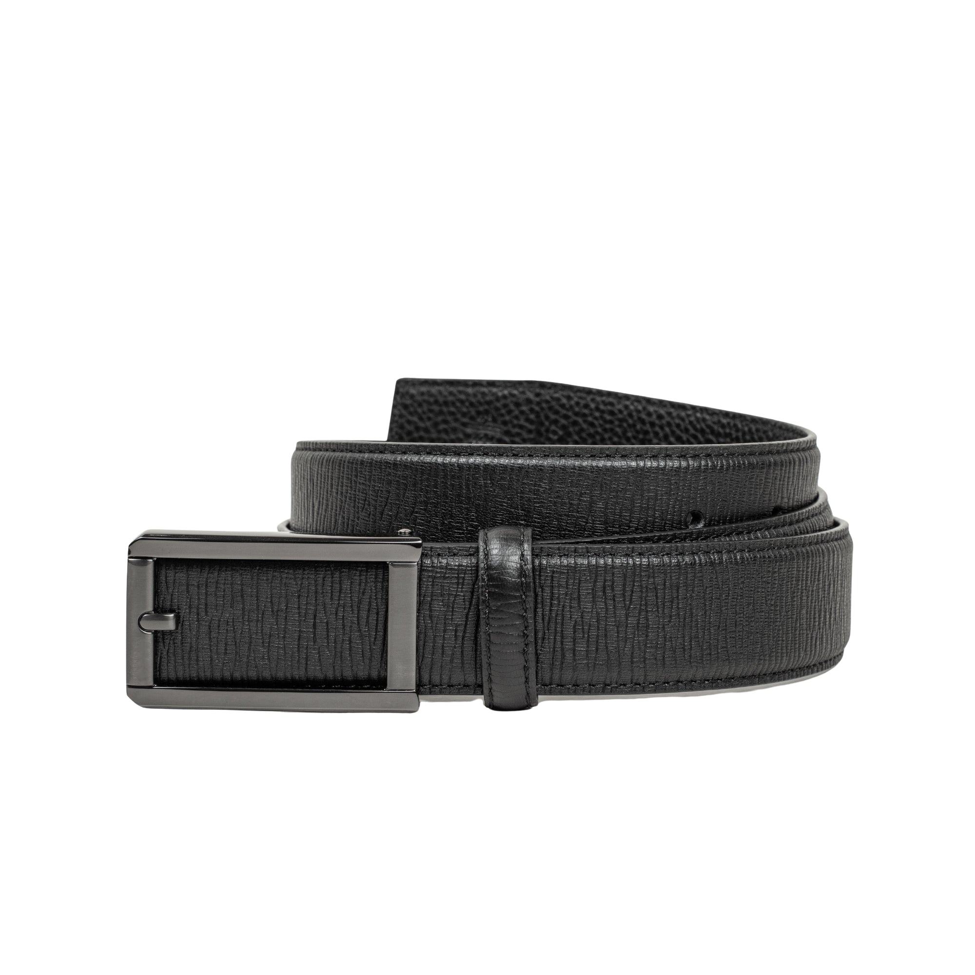 VIBRANT MEN'S BLACK PRINTED LEATHER AUTOMATIC BELT